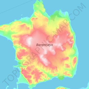 Topografische kaart Isla de Barents, hoogte, reliëf