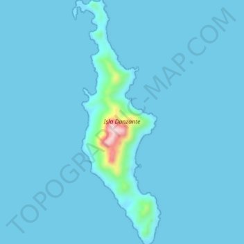 Topografische kaart Isla Danzante, hoogte, reliëf
