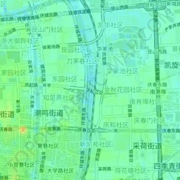 Topografische kaart 贴沙河, hoogte, reliëf
