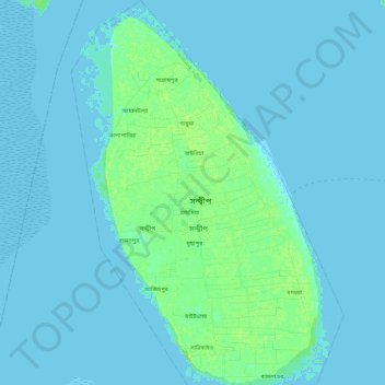Topografische kaart Chittagong District, hoogte, reliëf