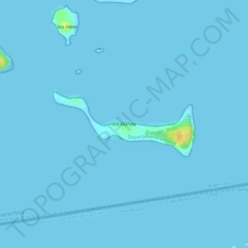 Topografische kaart Isla Martillo, hoogte, reliëf