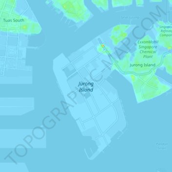Topografische kaart Jurong Island, hoogte, reliëf