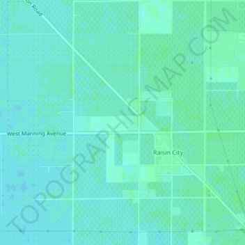 Topografische kaart Raisin City, hoogte, reliëf