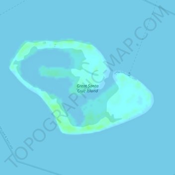 Topografische kaart Great Santa Cruz Island, hoogte, reliëf