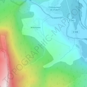 Topografische kaart Torrent de Gironde, hoogte, reliëf