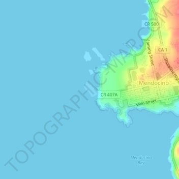 Topografische kaart Goat Island, hoogte, reliëf