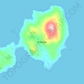 Topografische kaart Tarasaigh, hoogte, reliëf
