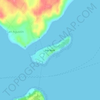 Topografische kaart Isla Tautil, hoogte, reliëf