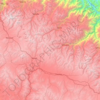 Topografische kaart Cordillera Carabaya, hoogte, reliëf