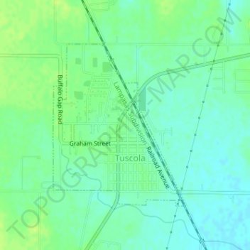 Topografische kaart Tuscola, hoogte, reliëf