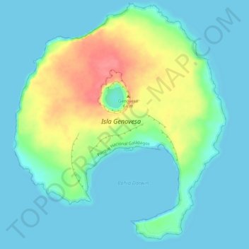 Topografische kaart Isla Genovesa, hoogte, reliëf