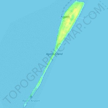 Topografische kaart Agatti Island, hoogte, reliëf