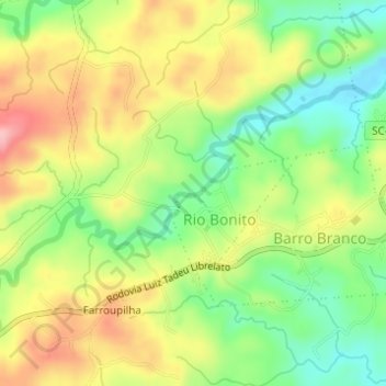 Topografische kaart Rio Bonito, hoogte, reliëf