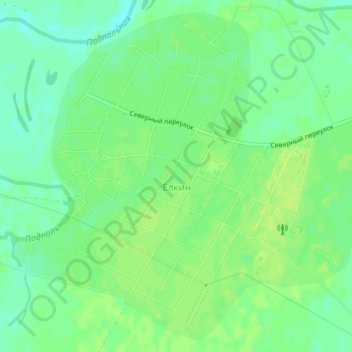 Topografische kaart Ёлкин, hoogte, reliëf
