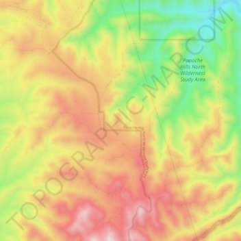 Topografische kaart Panoche Hills, hoogte, reliëf