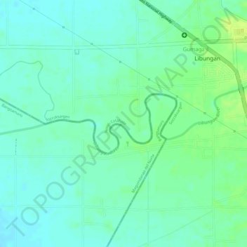 Topografische kaart Libungan River, hoogte, reliëf