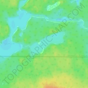 Topografische kaart Puzzle Lake, hoogte, reliëf