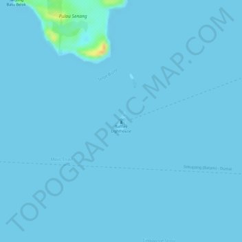 Topografische kaart Raffles Lighthouse, hoogte, reliëf