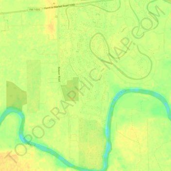 Topografische kaart Weston Lakes, hoogte, reliëf