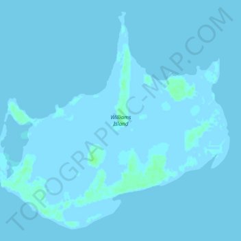 Topografische kaart Williams Island, hoogte, reliëf