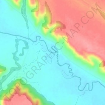 Topografische kaart Qu'Appelle River, hoogte, reliëf