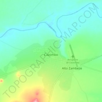 Topografische kaart Cazombo, hoogte, reliëf