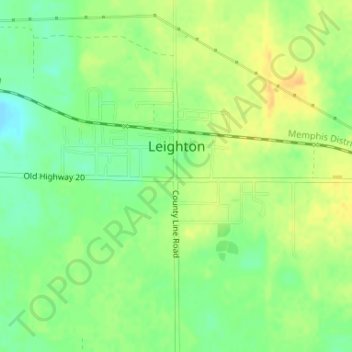Topografische kaart Leighton, hoogte, reliëf