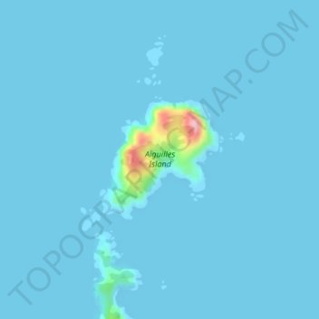 Topografische kaart Aiguilles Island, hoogte, reliëf