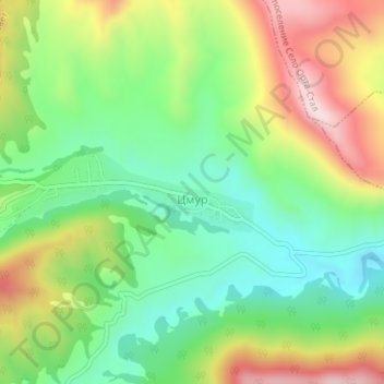 Topografische kaart Цмур, hoogte, reliëf