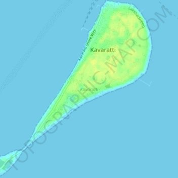 Topografische kaart Kavaratti Island, hoogte, reliëf