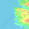 Topografische kaart Šibensko-kninska županija, hoogte, reliëf