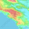 Topografische kaart Općina Gradac, reliëfkaart, hoogtekaart