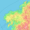 Topografische kaart A Coruña, reliëfkaart, hoogtekaart
