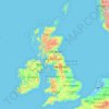Topografische kaart United Kingdom, hoogte, reliëf