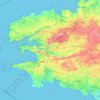 Topografische kaart Finistère, reliëfkaart, hoogtekaart
