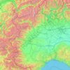Topografische kaart Piëmont, hoogte, reliëf