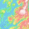 Topografische kaart Hordaland, reliëfkaart, hoogtekaart