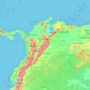 Topografische kaart Colombia, hoogte, reliëf