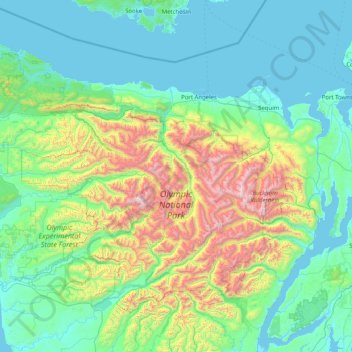 Map Of Olympic National Park Topografische Kaart Olympic National Park, Hoogte, Reliëf