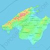 Topografische kaart Majorca, hoogte, reliëf