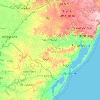 Topografische Kaart Rio Grande Do Sul Hoogte Relief