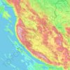Topografische kaart Lika-Senj County, reliëfkaart, hoogtekaart