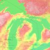 Topografische kaart Michigan, hoogte, reliëf