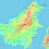 Topografische kaart Borneo, hoogte, reliëf