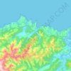 Topografische kaart Cudillero, reliëfkaart, hoogtekaart