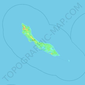 Topografische kaart Curaçao, hoogte, reliëf